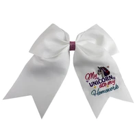 7 inch new unicorn handmade embroidery grosgrain ribbon cute cheer bows for cheerleading sweet baby children girls