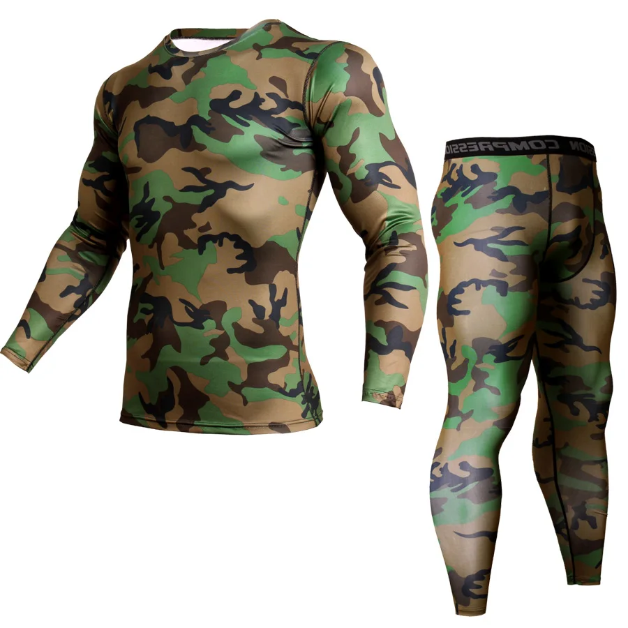 2019 Мужская Спортивная Футболка Rashguard для бега мужские камуфляжные тренировочные