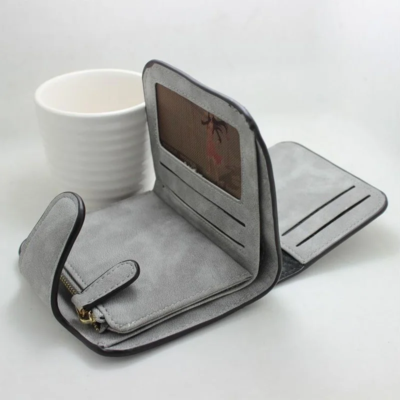 Модный матовый женский кошелек 6 однотонных цветов Дамский короткий на молнии с