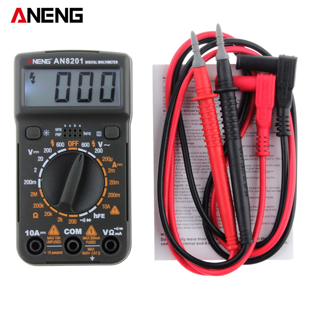 Цифровой мультиметр ANENG AN8201 тестер с фоновой подсветкой амперметр