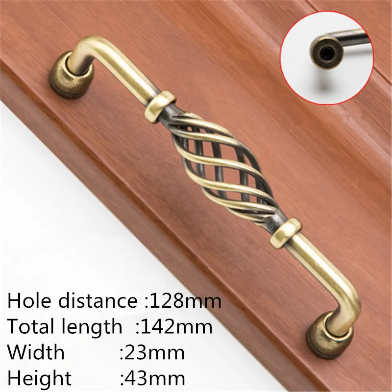 Bronze 128mm KK& FING винтажные бронзовые черные ручки для шкафа, полые ручки для птичьей клетки, ручки для ящиков, дверные ручки для шкафа, мебельная фурнитура - Цвет: Bronze 128mm