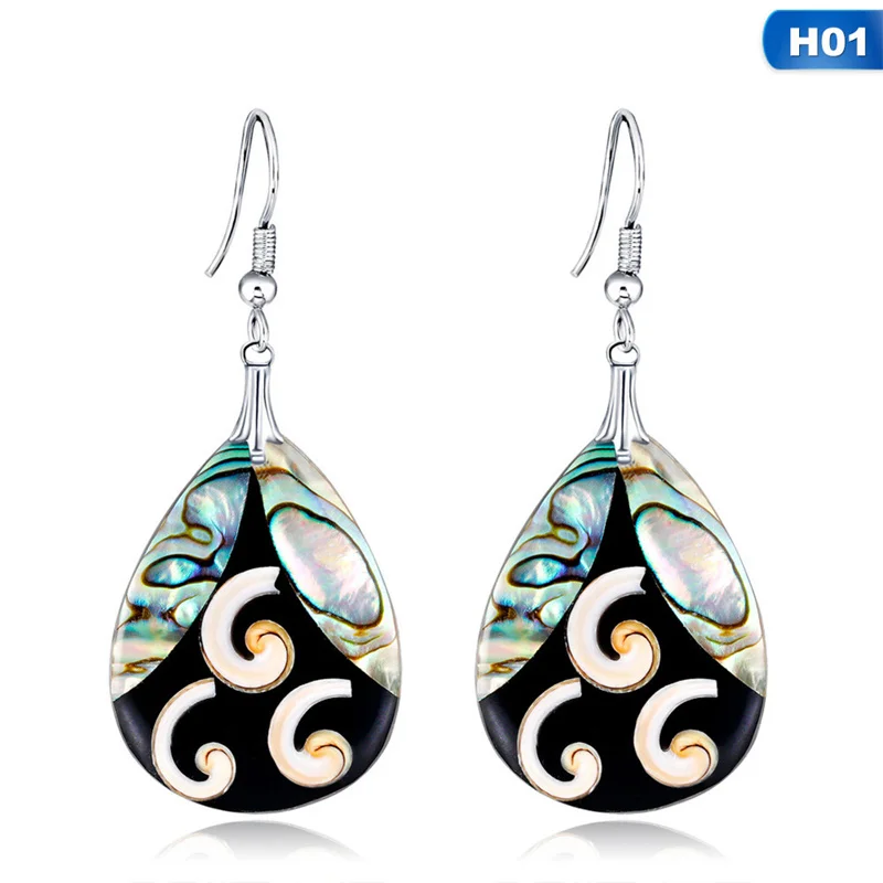 

NEW Abalone Shell Thin Slices Teardrop Dangle Earring 1 Pair