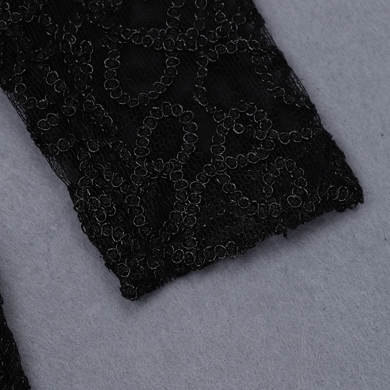 INDRESSME, новинка, сексуальная водолазка, длинный рукав, кружево, цветочный рисунок, выдалбливают, элегантное, черное, женское, Бандажное мини-платье, Vestidos