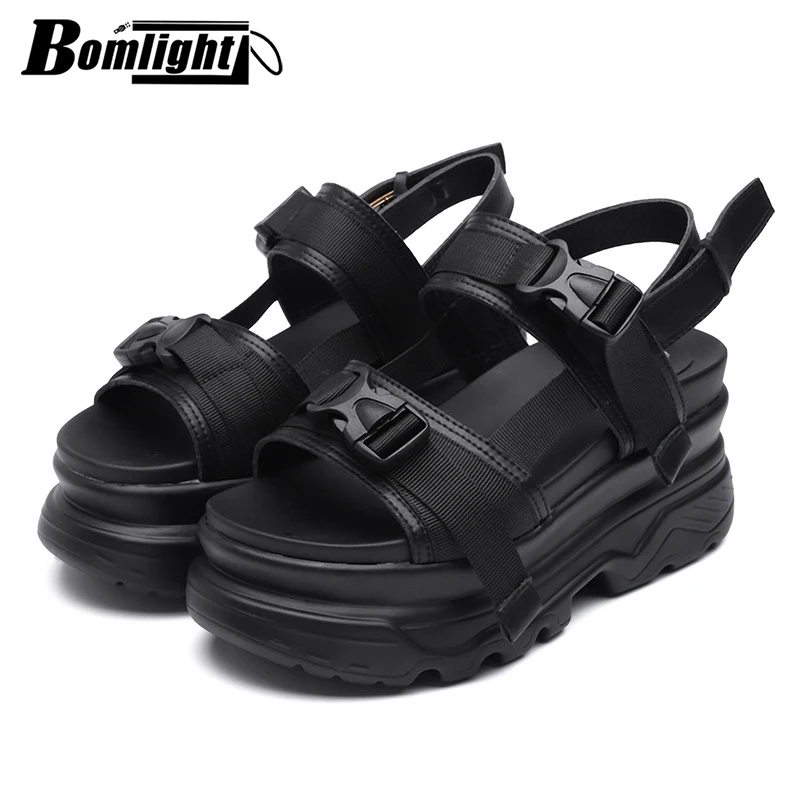 Босоножки Bomlight женские на платформе модные летние кожаные пляжные сандалии с