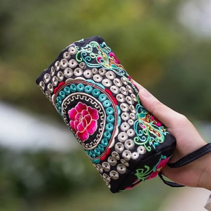 Женские вышитые кошельки Национальный Ветер молния кошелек для телефона сумка