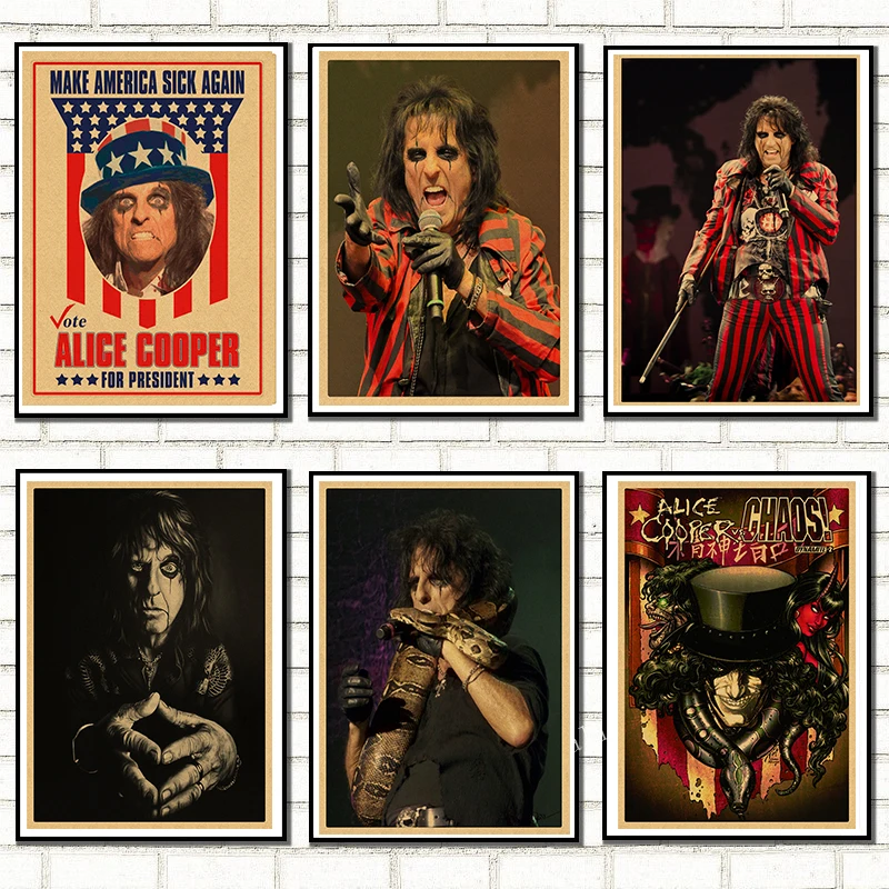 ROCK Alice Cooper retro Kraft Paper Poster vintage Wall Sticker Living Room Painting bar home pub cafe decor