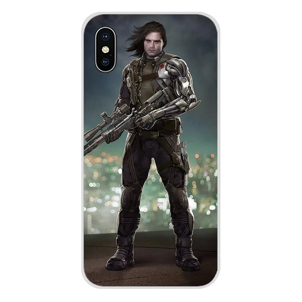 Прозрачный чехол из ТПУ для Apple iPhone X XR XS MAX 4 4S 5 5S 5C SE 6 6S 7 8 Plus ipod touch Captain America Bucky