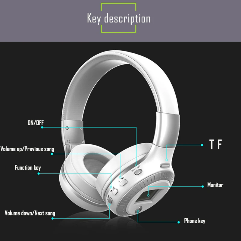 SOE Auriculares Bluetooth ЖК-дисплей дисплей HiFi Fone де ouvido поддерживает Micro-SD карты