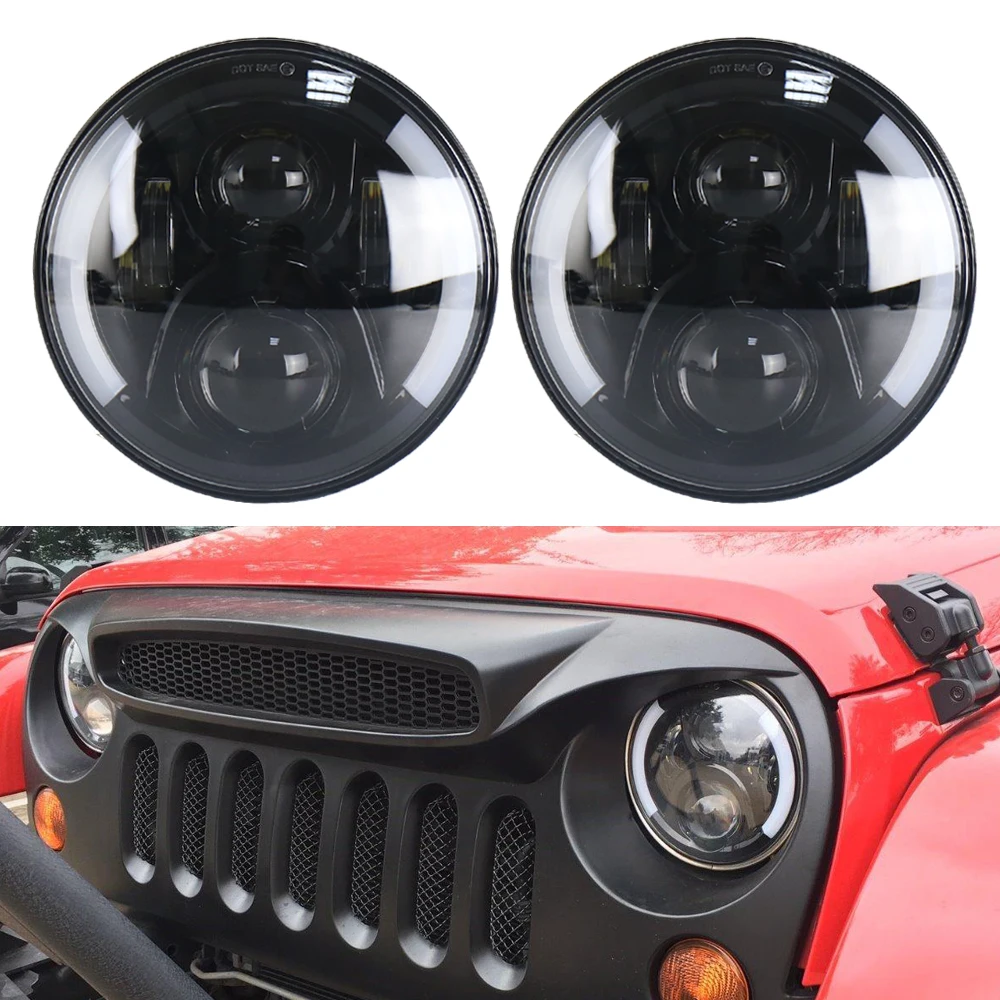 2 шт. 7 дюймов H4 H/Low lm светодиодные фары для Lada 4x4 urban Niva Jeep Wngler Hummer Land rover defender Drl