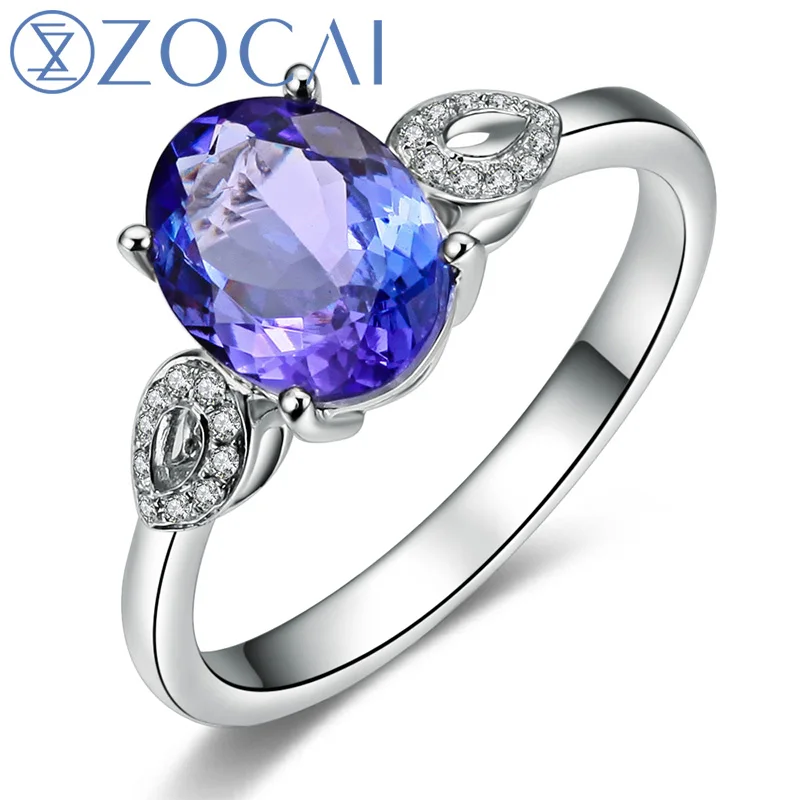 

ZOCAI BRAND 1.4 CT TANZANITE with 0.05 CT DIAMOND WOMAN tanzanite engagement Romantic RING W03624