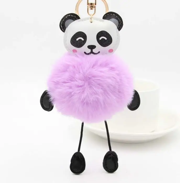 1 шт. Kawaii панда искусственный мех кролика мягкий шар брелок для женщин сумка Подвеска автомобили плюшевые брелки для девочек подарок