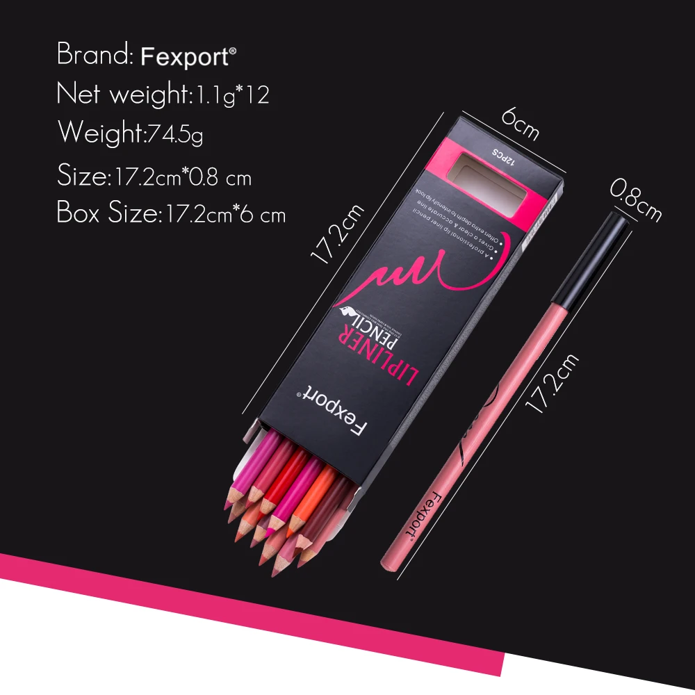 Fexport 6pcs/set Beauty Wooden Matte Lip Makeup Lipstick Easy to Wear Waterproof Multi-functional Lipliner Pencil Cosmetic MN108 | Красота и
