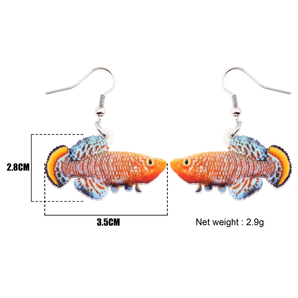WEVENI Acrylic Long Drop Dangle Rachow's Nothobranch Fish Earrings Gift Trendy Ocean Animal Jewelry For Women Girl Wholesale | Украшения