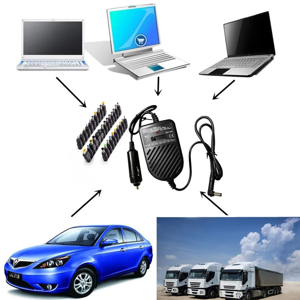 ingelon portable cargador universal portatil 80w notebook dc 15v 19v to 24v power adapter adjustable car laptop charger lader free global shipping