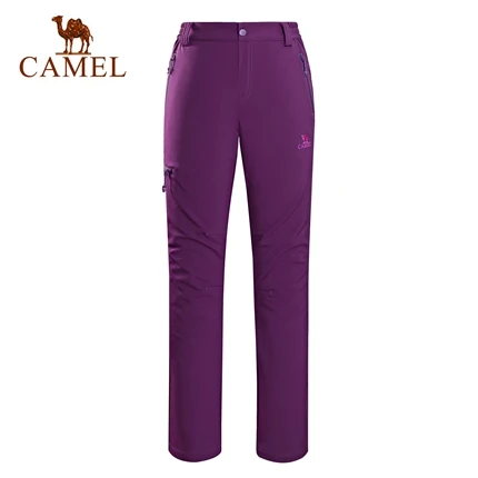 CAMEL зимние флисовые штаны для альпинизма на открытом воздухе водонепроницаемые ветрозащитные походные брюки для женщин походные Треккинговые Брюки Карго спортивные брюки - Цвет: Purple