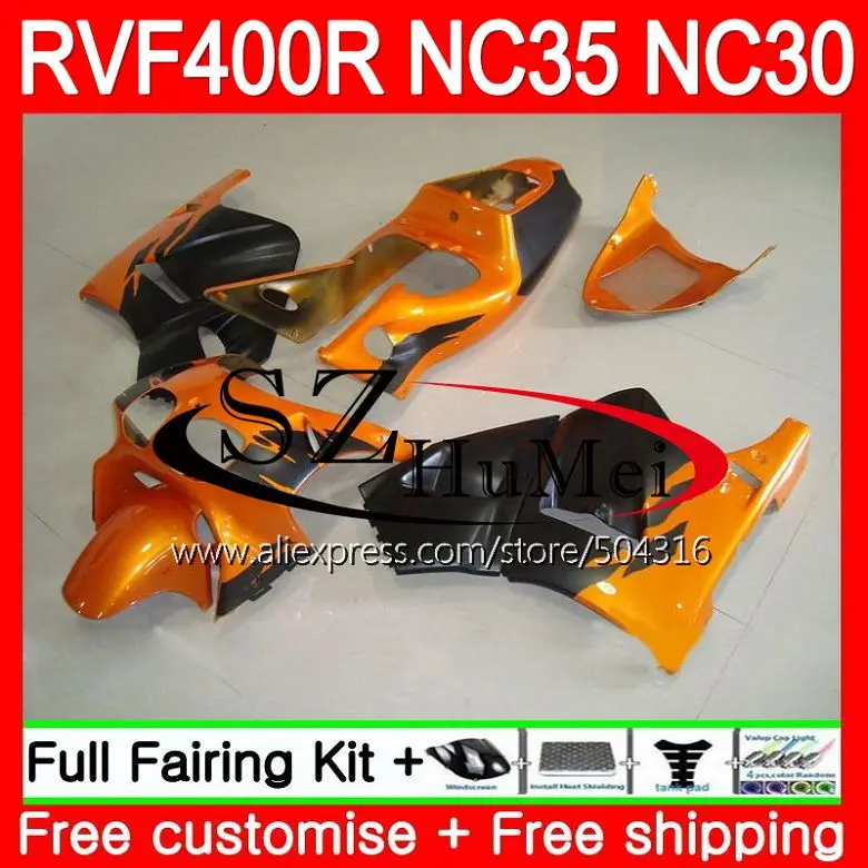 

RVF400R для HONDA VFR400 R RR NC30 VFR400R 89 90 91 92 93 123SH15 NC35 VFR 400R 1989 1990 1991 1992 1993 оранжевый черный обтекатель