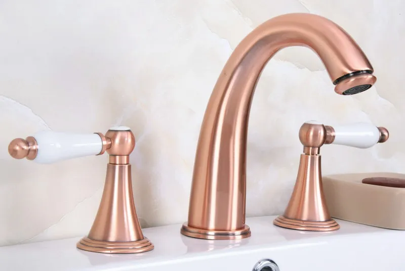 3 шт. античная красная медь на бортике смеситель для ванной комнаты Смеситель