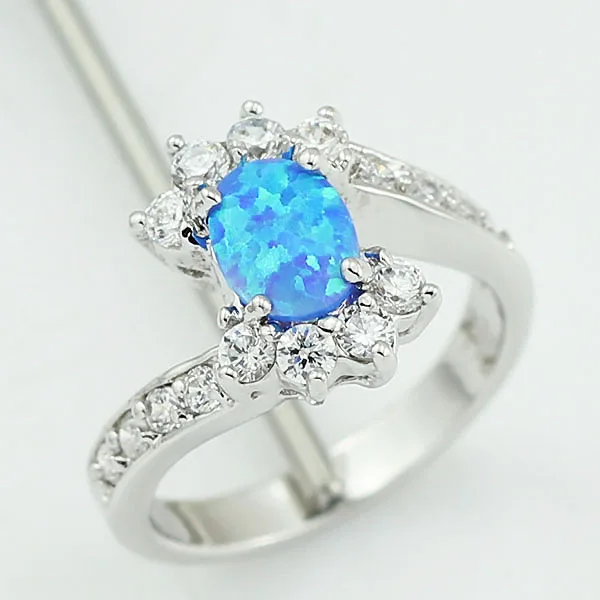 Женские кольца с синим огненным опалом haimi серебряным покрытием размер 6 7 8 9 19B