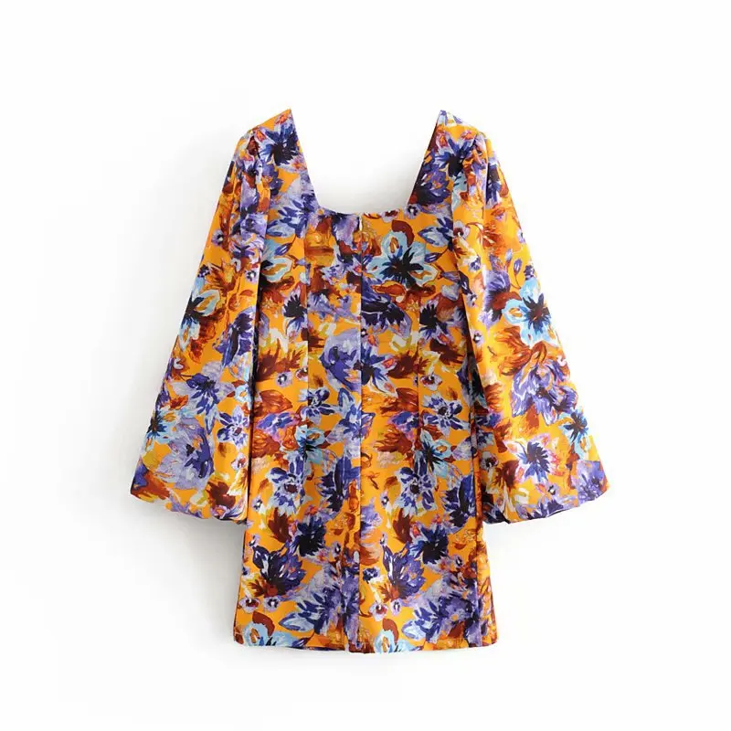 Стильное шикарное платье с цветочным принтом и свободным рукавом Za 2019 винтажные