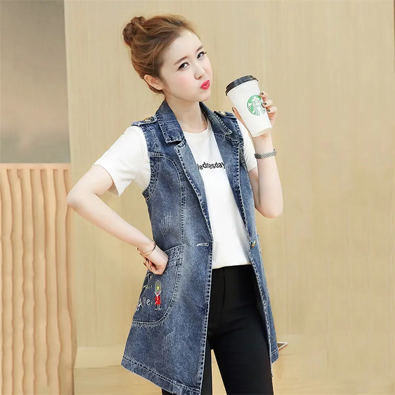 Женский джинсовый жилет большого размера весна осень 2018 новый без рукавов
