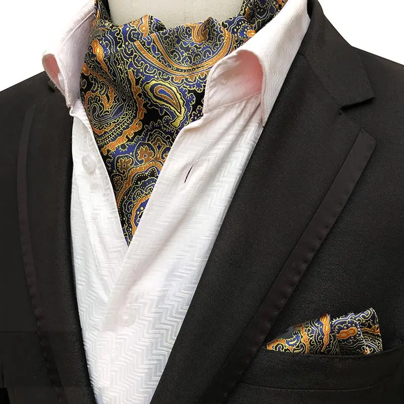 Style 21 Роскошные мужские Галстук Набор Шелковый Пейсли Цветочный Жаккард Ascot наборы шейных платков карман квадратный для Бизнес Свадебная вечеринка - Цвет: Style 21