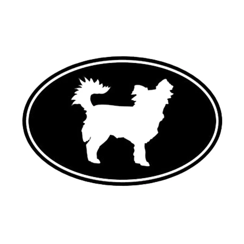 

12.7*8.3CM Long Haired Chihuahua Dog Euro Oval Animal Window Decal Creative Animal Car Sticker C6-1806