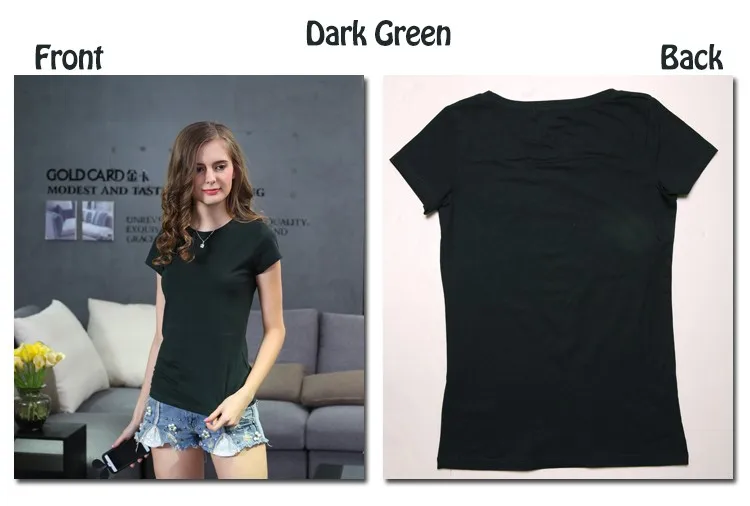 Dark Green Летняя Повседневная однотонная женская футболка с круглым вырезом, 15 цветов, цветная хлопковая футболка, базовая женская футболка,, Стрейчевые белые свободные топы - Цвет: Dark Green