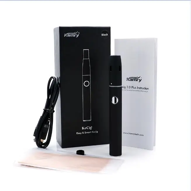 Kamry Ecig 2,0 Kecig 2,0 плюс нагревательный набор палок 650 мАч батарея электронная сигарета для нагрева табака картридж - Цвет: Черный