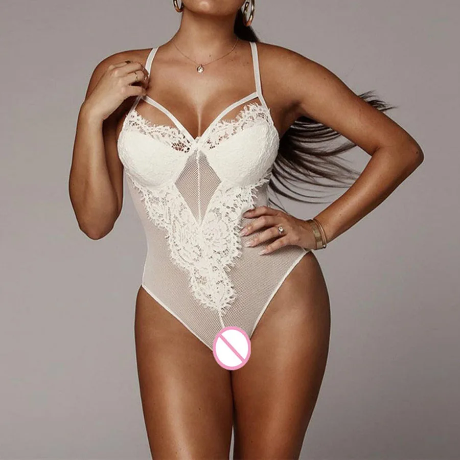 Sexy Lace Bodysuit Women Bodycon Jumpsuit Short Summer Hollow Out Rompers Womens Body Overall Mesh Playsuit Catsuit S-L | Женская одежда