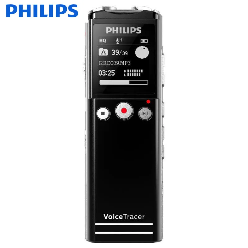 Черный Philips 8 ГБ Цифровой диктофон до 64G беспроводной пульт дистанционного записи Голосовая активация fm-радио с 2* AAA батареей - Цвет: Черный