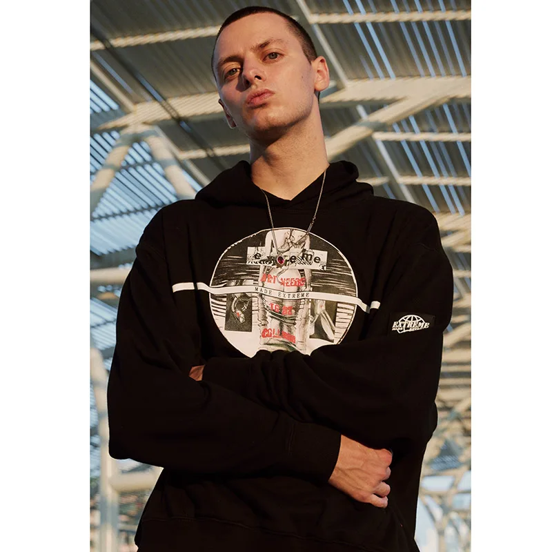 Harajuku толстовка с капюшоном Мужские толстовки в стиле Hip Hop пуловер Повседневная
