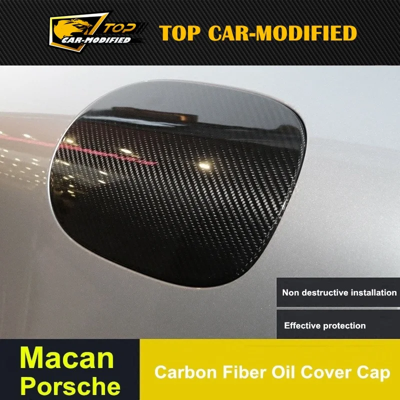 

Free Shipping Auto Exterior Accessories Carbon Fiber Fuel Tank Cover for Macan