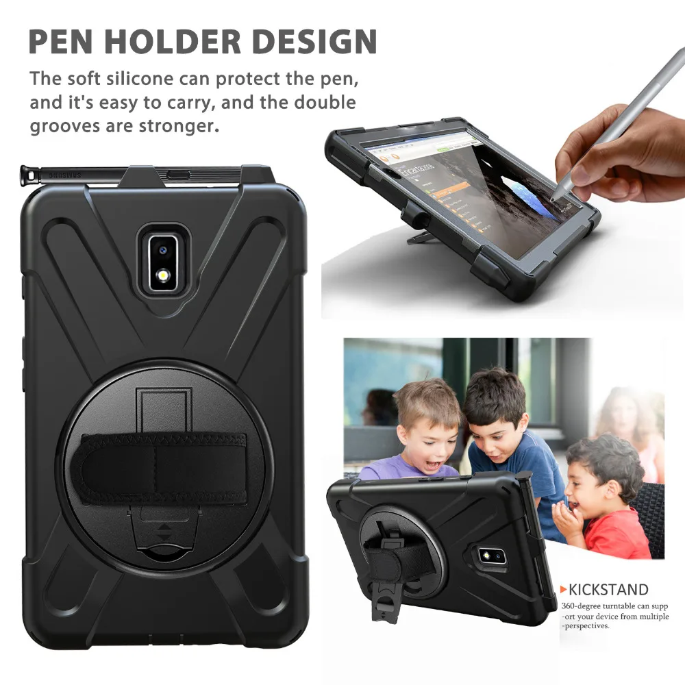 Фото Для Samsung Galaxy Tab Active 2 SM-T395 SM-T390 Чехол с вращающейся на 360° ручкой и ремешком на шею, противоударный защитный чехол №2