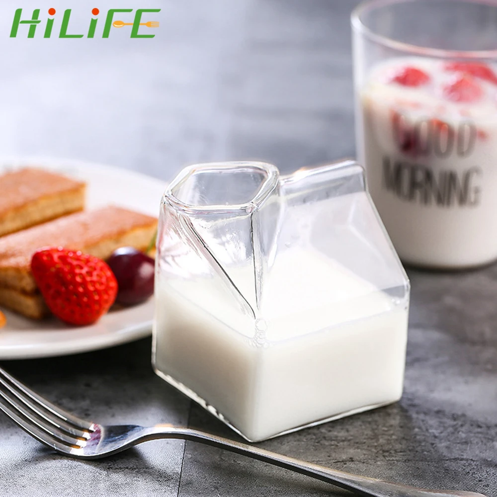 Квадратная стеклянная чашка HILIFE 250 мл коробка для молока уникальный дизайн
