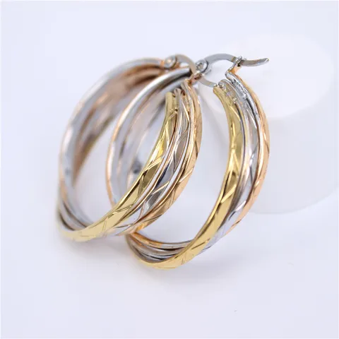 Женские классические серьги-кольца из нержавеющей стали, популярные три цвета, LH545, 2020