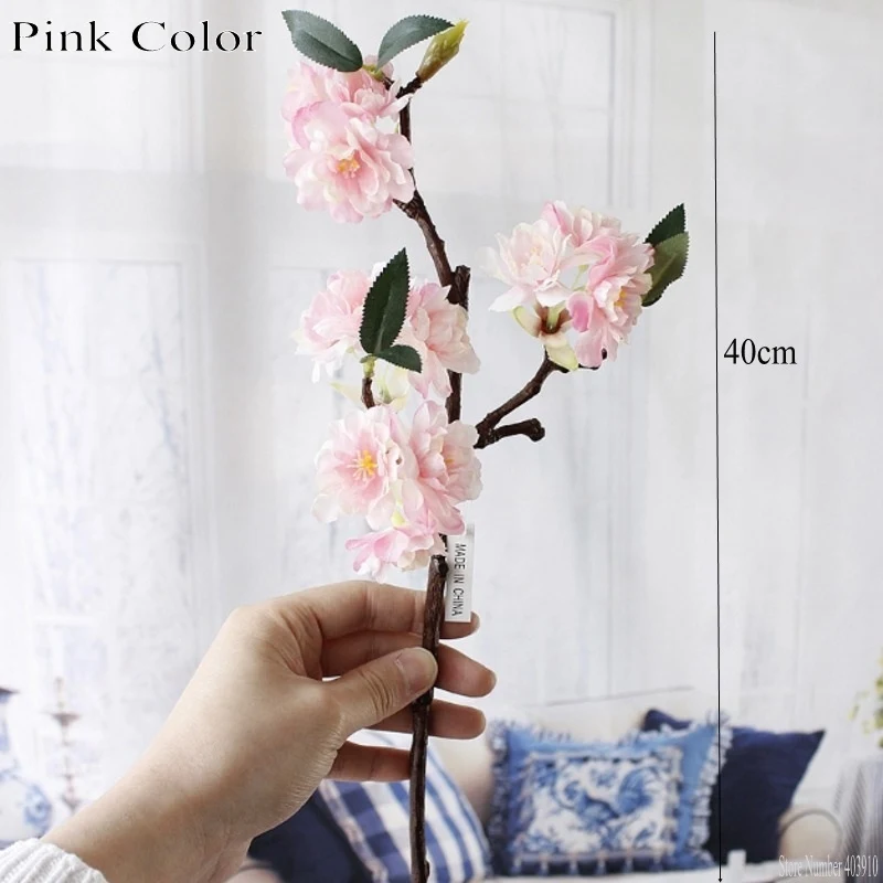 Artificial 3 Branchlets High-end Simulation Cherry Blossoms Plant Flowers Japanese-style Fake Wedding Home Decoration | Дом и сад