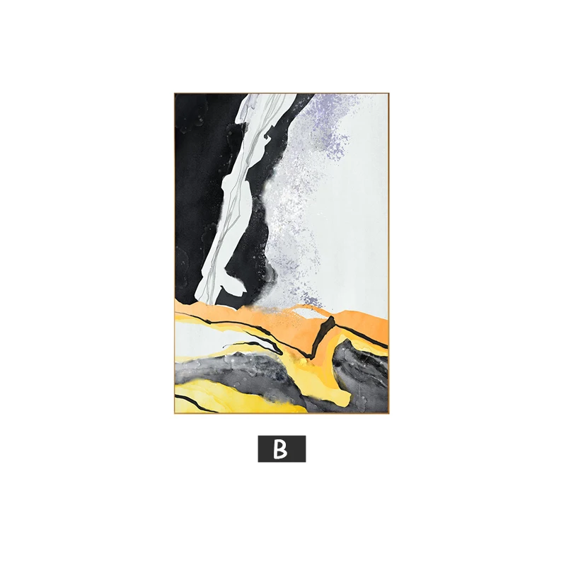 Black yellow Print B Абстрактная черная, желтая живопись, желтый плакат, принт, большой размер, настенное искусство для гостиной, современный стол, HD, Куадрос, салон, Decoracion - Цвет: Black yellow Print B