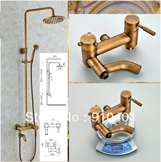 Wholesale And Retail Promotion NEW Antique Brass Wall Mounted Rain Shower Faucet Set Swivel Bathtub Mixer Tap | Дом и сад