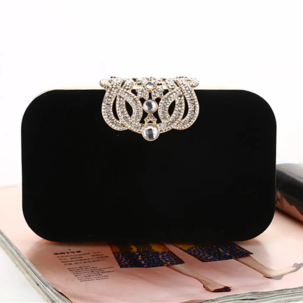 Женский винтажный клатч с короной вечерний роскошный замшевый квадратный