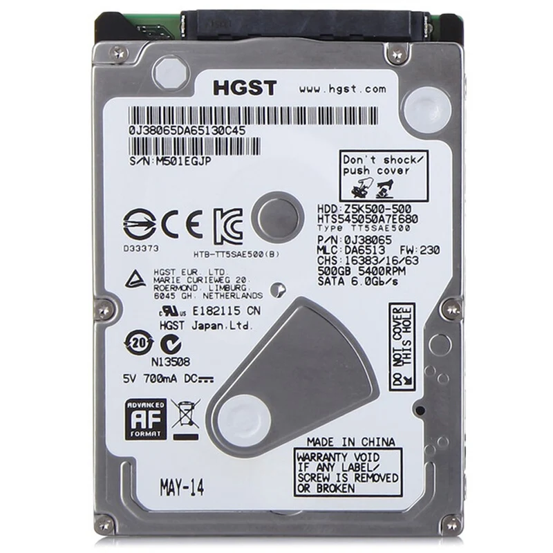 HGST внутренний жесткий диск для ноутбука 500 GB 2 5 &quotSata 3 0 ГБ/сек. 5400 5400rpm 8 Mb HTS545050A7E380 7