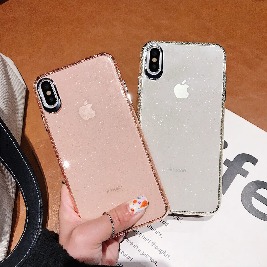 Блестящий Прозрачный мягкий силиконовый чехол из ТПУ для iPhone 7 8 Plus простые Чехлы 6