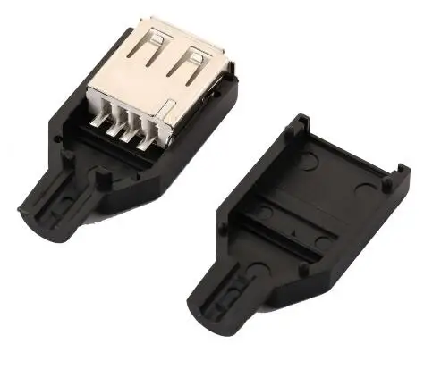 10 шт. тип A Женский USB 4 контактный разъем с черным пластиковым