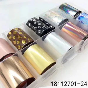 24 10 шт., 2,5*100 см, очаровательные наклейки для ногтей, набор цветов, белое золото, звездная бумага, переводная фольга, клейкие наклейки, украшения для ногтей - Цвет: 24
