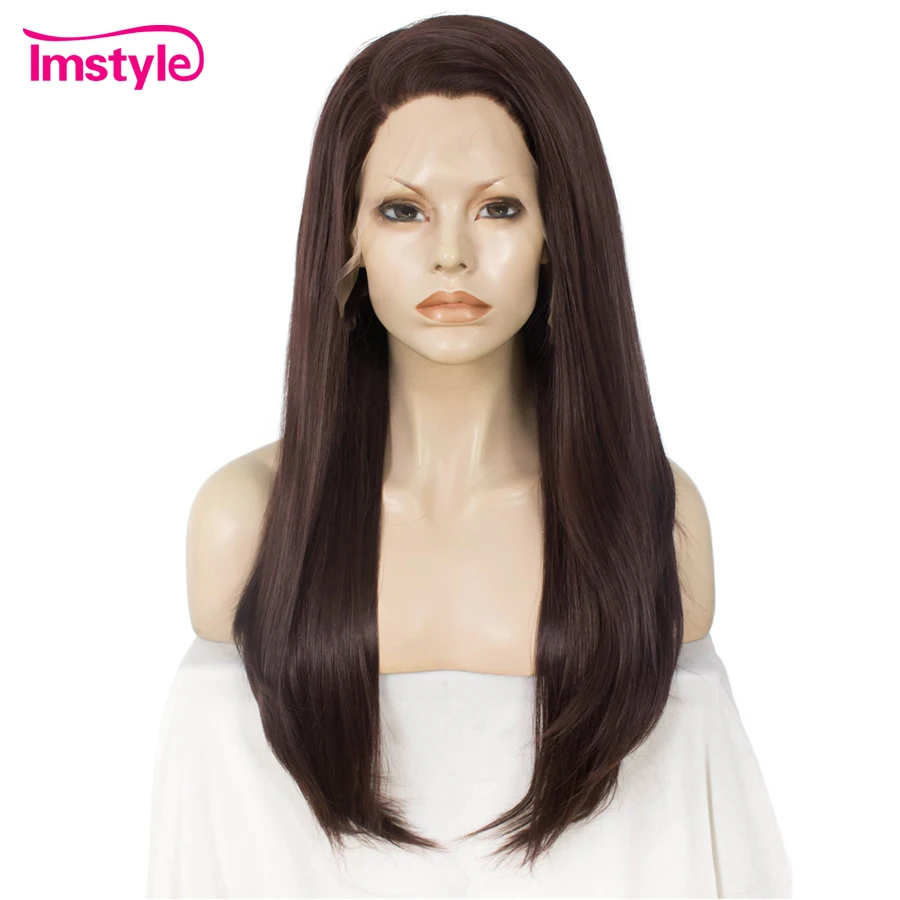 Imstyle Auburn коричневый парик для женщин прямые синтетические волосы на кружеве