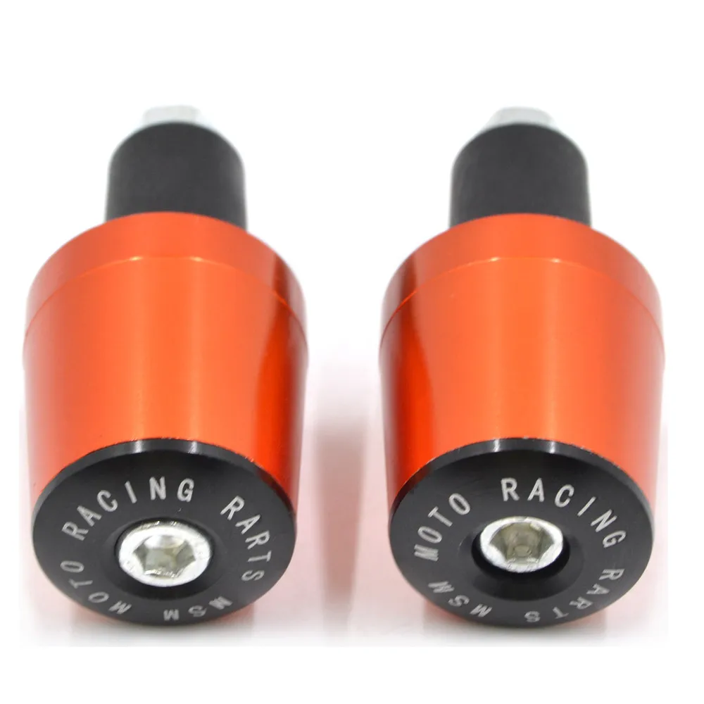 Orange Grip End 1 пара руля для горного велосипеда, рукоятка, Торцевая крышка 22 мм, заглушка для моторного стержня, противовес, ручки для Kawasaki ninja Yamaha Honda Suzuki - Цвет: Orange Grip End