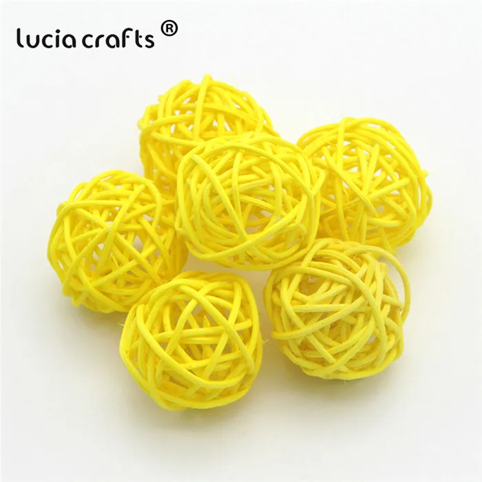 C16 Yellow 12 шт./лот 3 см Ротанговые плетеные тростниковые шары Патио Сад Свадьба День рождения Рождество орнамент DIY украшения M0803 - Цвет: C16 Yellow