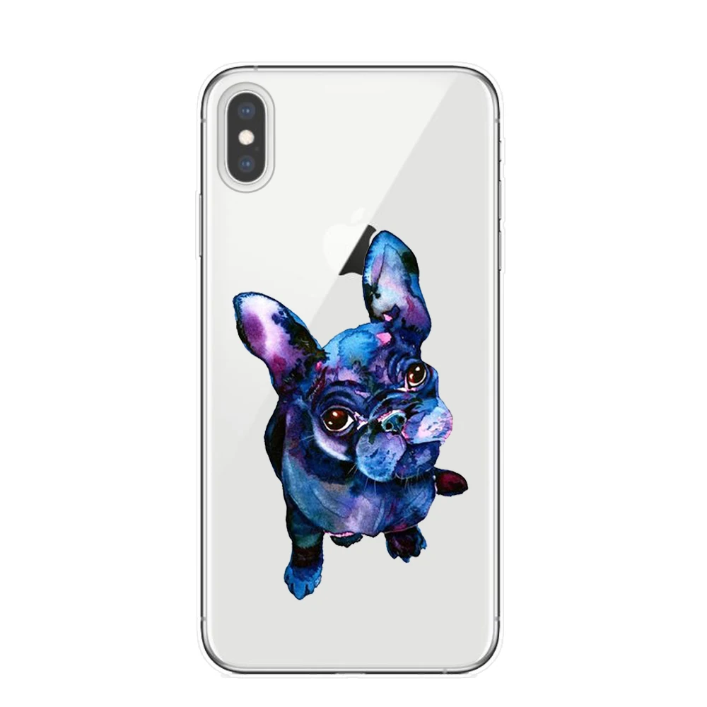 Мягкий чехол для телефона из ТПУ с таксой и французским бульдогом Apple iPhone 11 Pro XS Max X
