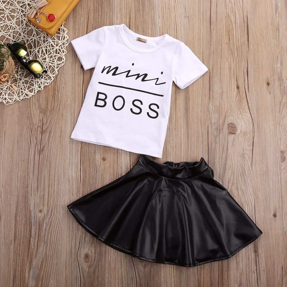 Летний комплект из 2 предметов! Детская Юбка для маленьких девочек белая рубашка