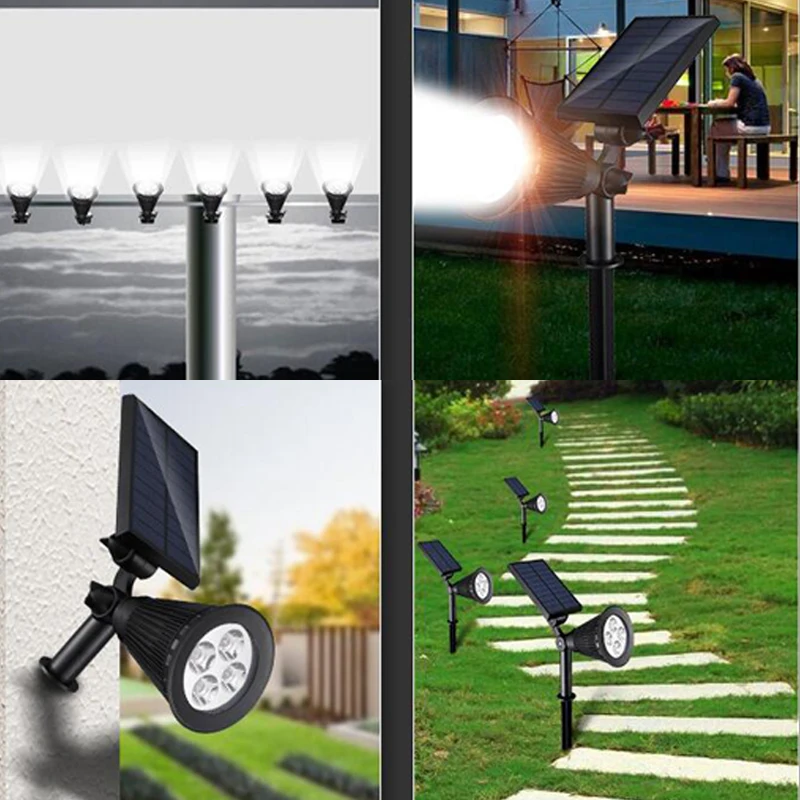 구매 LED 태양 램프, 태양광 스포트라이트, 조정 가능한 태양열 전원 램프, 지상 조명, 방수, 풍경, 벽 조명, 야외 정원