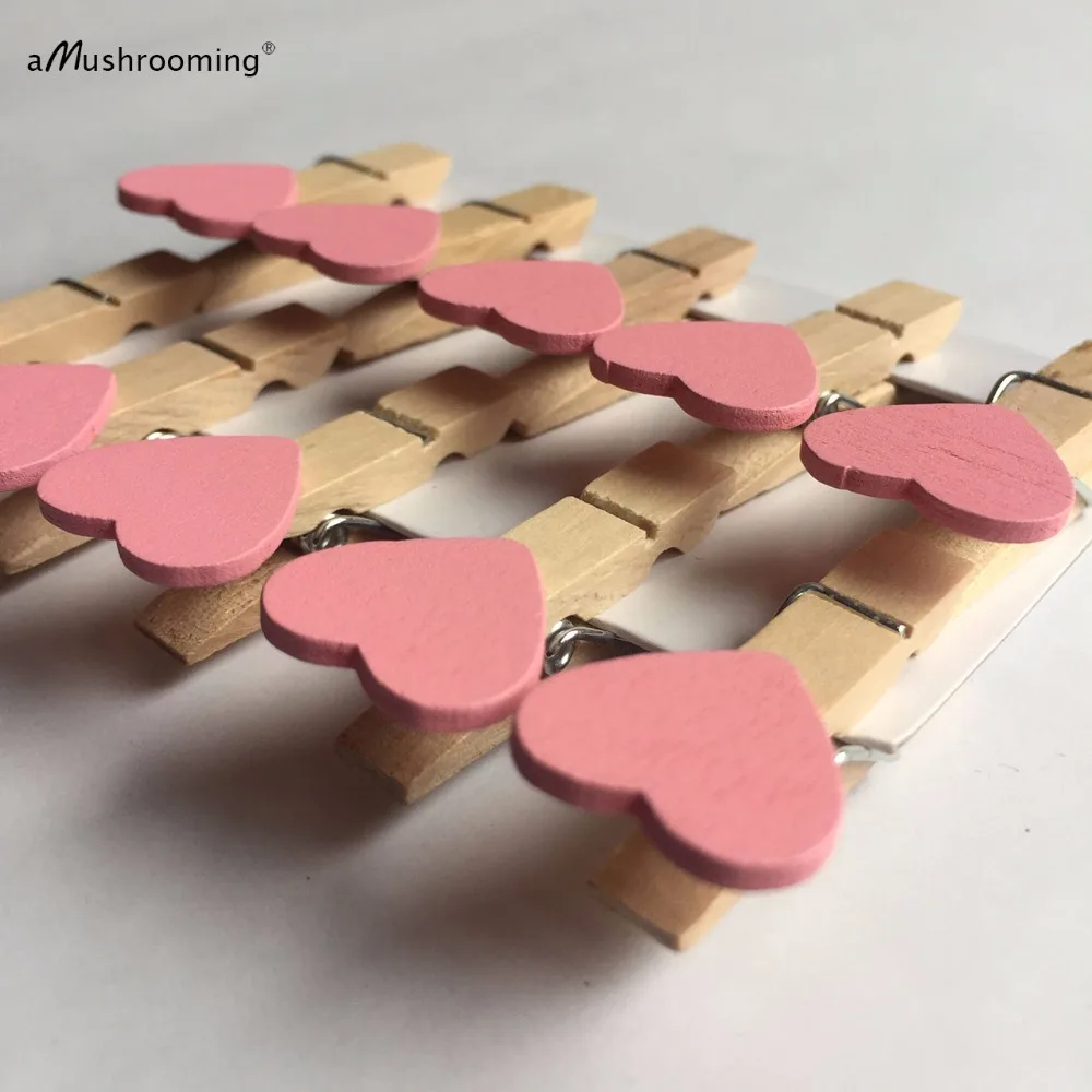 Деревянные Мини клипсы в виде сердца 10 шт. подарочные колышки для свадьбы